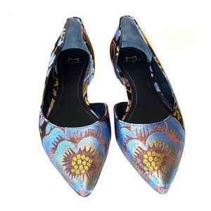 Marc Fisher LTD Leather Sole Metallic Floral Flats